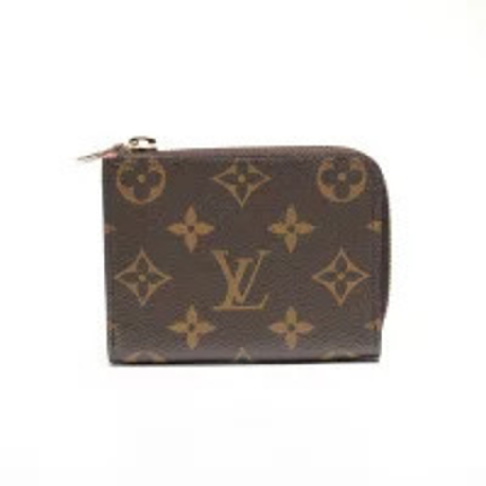 Louis Vuitton Portefeuille Noir Black Compact Pink coin case Wallet Brown